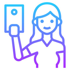 selfie gradient line icon