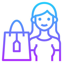 shopping gradient line icon