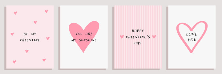 Valentine's day greeting cards set.	