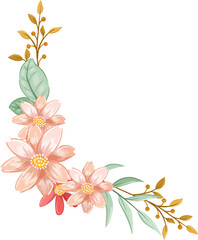 Obraz na płótnie Canvas Orange Flower Arrangement with watercolor style