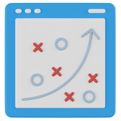 online strategy plan 3d render icon with transparent background