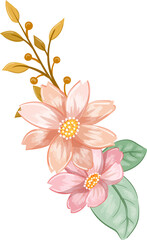 Fototapeta na wymiar Orange Flower Arrangement with watercolor style
