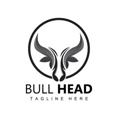 Obraz premium Bull Head Logo, Farm Animal Vector, Livestock Illustration, Company Brand Icon