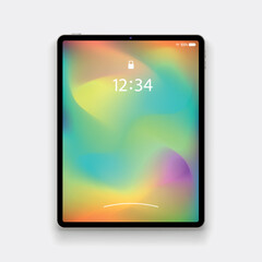 modern tablet with colorful background on white