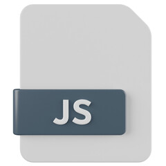 js file format 3d render icon with transparent background