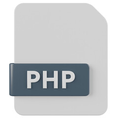 php file format 3d render icon with transparent background