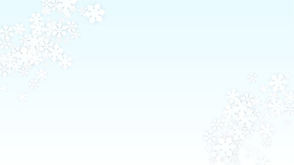 Christmas  Vector Background with Falling Snowflakes. Isolated on Red Background. Realistic Snow Sparkle Pattern. Snowfall Overlay Print. Winter Sky. Papercut Snowflakes.