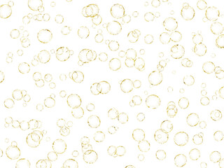 Gold bubbles texture, isolated object overlay, Golden abstract circles with glitter on transparent background - 553685416