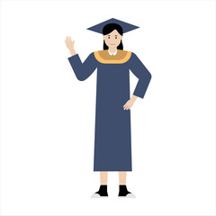 Student Graduation Cartoon Illustration