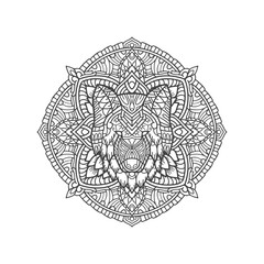 Mandala Zentangle Wolf Head