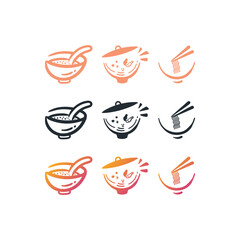 Food bowl kitchen cooking icon logo in hand drawn doodle style vector drawing illustration