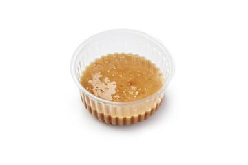 Plastic bowl with Japanese style peanut garlic sauce