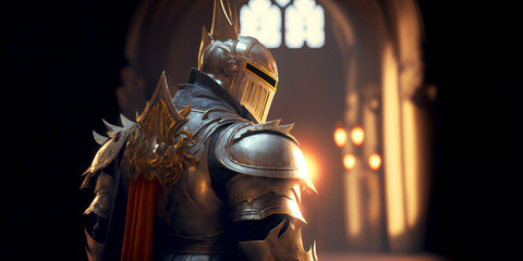 Medieval holy knight, armor, digital illustration, generated by AI
