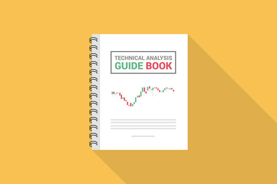 technical analysis for stock market guidebook with long shadow flat style with modern flat style