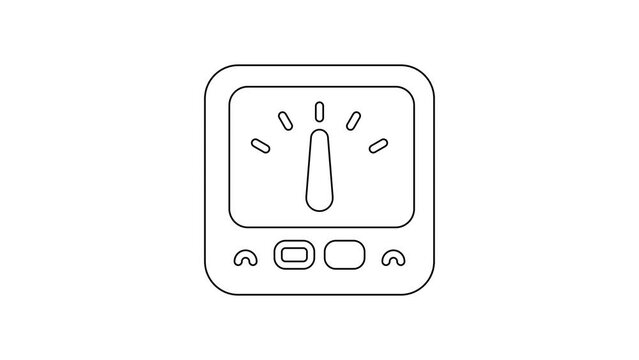 Black line Ampere meter, multimeter, voltmeter icon isolated on white background. Instruments for measurement of electric current. 4K Video motion graphic animation