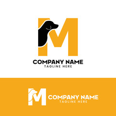 Letter M Dog Logo Design Template Inspiration, Dog Vector, Initial Logo