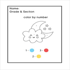 Color by numbers . Puzzle game for children education, colors for drawing and learning mathematics