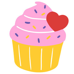Cupcake vector illustration in flat color design