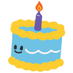 Cute cake character vector illustration in flat color design