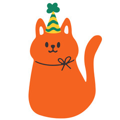 Cute cat with party hat vector illustration in flat color design