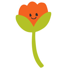 Cute flower character vector illustration in flat color design
