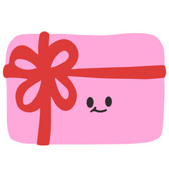 Cute gift box character vector illustration in flat color design