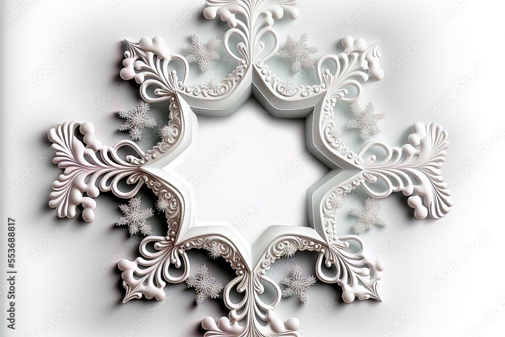 Poster christmas snowflake frame isolated on white generative ai