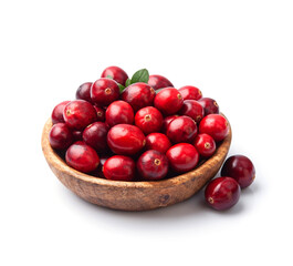 Cranberries closeup on wooden backgrounds.