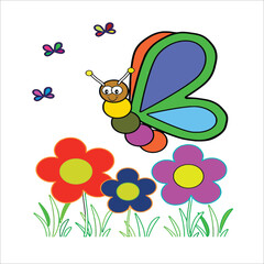 A set of bright butterflies isolated on a white background. Vector illustration.