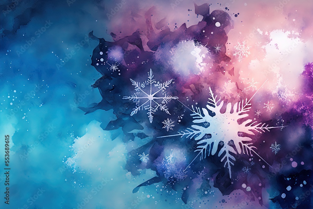 Poster snowflake and star backdrop generative ai