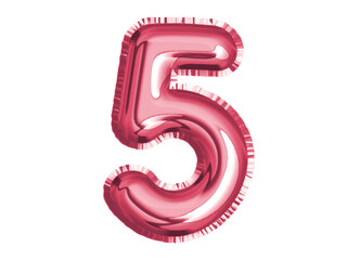 Megenta Pink number five air balloon for baby shower celebrate decoration party  on transparent background