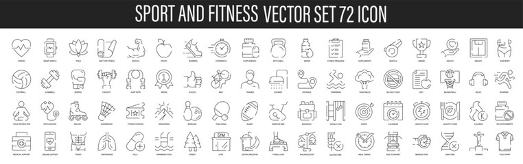 Fitness and Gym line icons Sport and fitness line icon