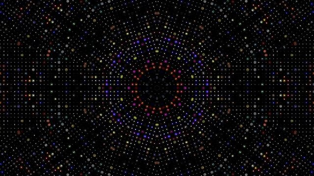 Abstract background moving stripes and flashing with shining light dots. Animation with circles	