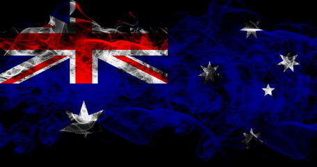 Australia flag in flowing smoke. Abstract Australian flag wallpa