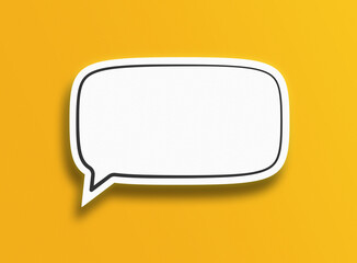 empty white speech bubble on orange background, message or announcement template