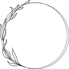 Linear floral wreath. Hand drawn illustration. This art is perfect for invitation cards, spring and summer decor, greeting cards, posters, scrapbooking, print, etc.