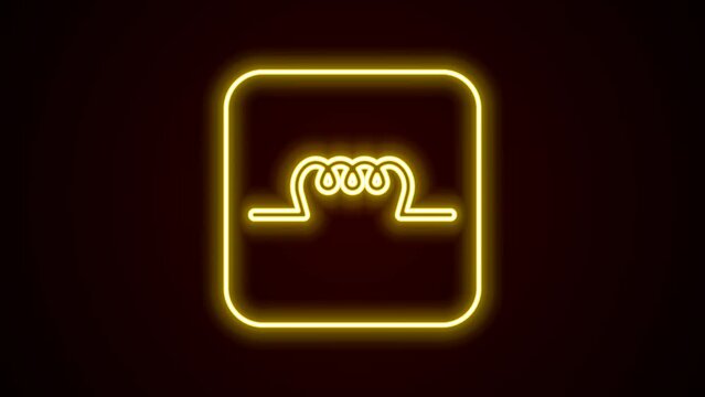 Glowing neon line Inductor in electronic circuit icon isolated on black background. 4K Video motion graphic animation