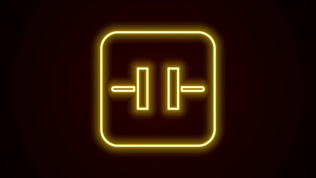 Glowing neon line Electrolytic capacitor icon isolated on black background. 4K Video motion graphic animation