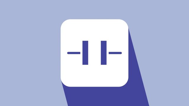 White Electrolytic capacitor icon isolated on purple background. 4K Video motion graphic animation
