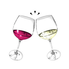 Illustration image of a toasting wine glass (red and white wine)
