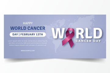 Happy World Cancer Day February 4th horizontal banner illustration