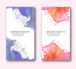 Vector abstract colorful modern trendy watercolor set banner template