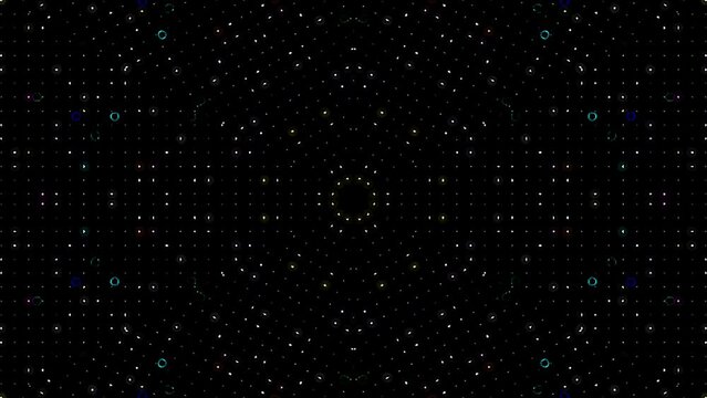 Abstract background moving stripes and flashing with shining light dots. Animation with circles	