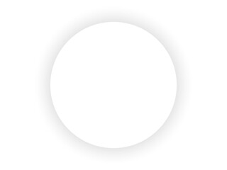 White circle shape illustration with realistic shadow,  isolated object with transparent background