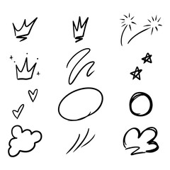 Set Hand drawn circle line sketch set. Vector circular scribble doodle round circles for message note mark design element. Pencil or pen graffiti bubble or ball draft illustration.