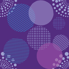 Abstract purple pantone seamless pattern, circle round shape shiny sphere backdrop, modern fabric print template.
