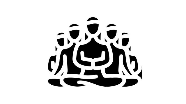 group meditation line icon animation