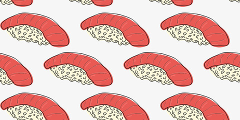 Seamless pattern with Japanese nigirizushi sushi. Vector illustration
