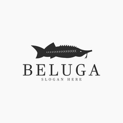 silhouette beluga oysters caviar logo design vector template with modern, simple and minimalist styles isolated on white background