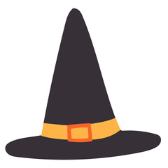 Fototapeta premium Witch hat vector illustration in flat color design